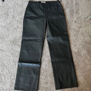 Agolde 90’s Pinch Waist Charcoal Recycled Leather-Blend Pants Size 31 Quiet Luxe